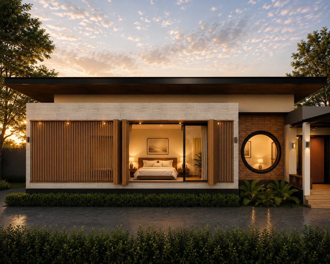 Baan San Sook natural stone and timber material details