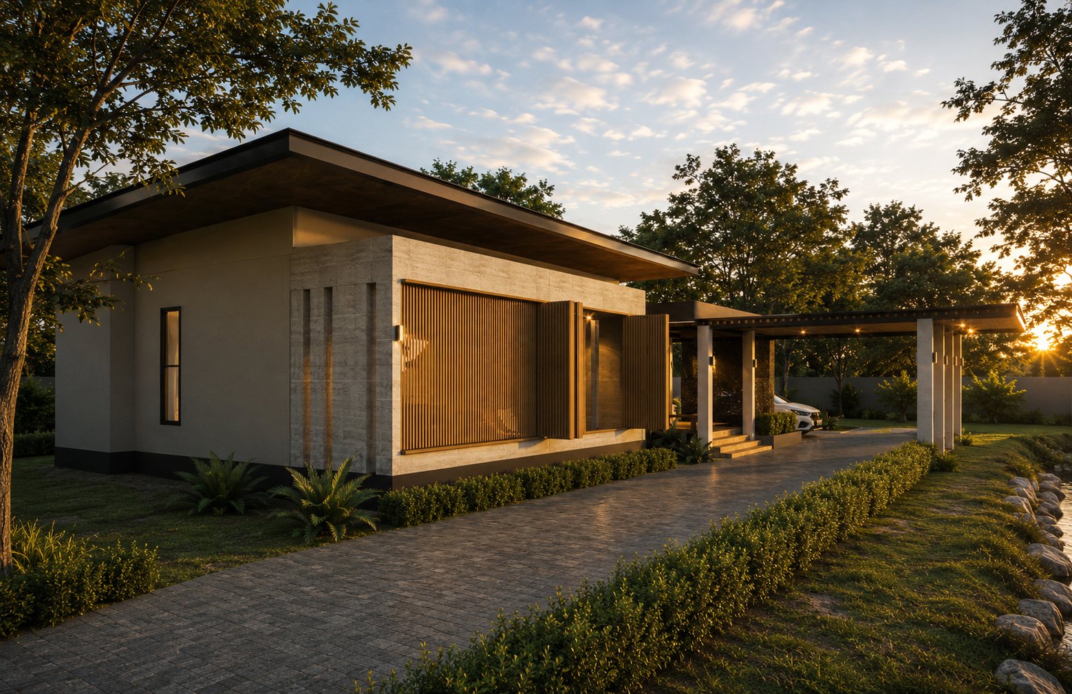 Baan San Sook evening exterior glow