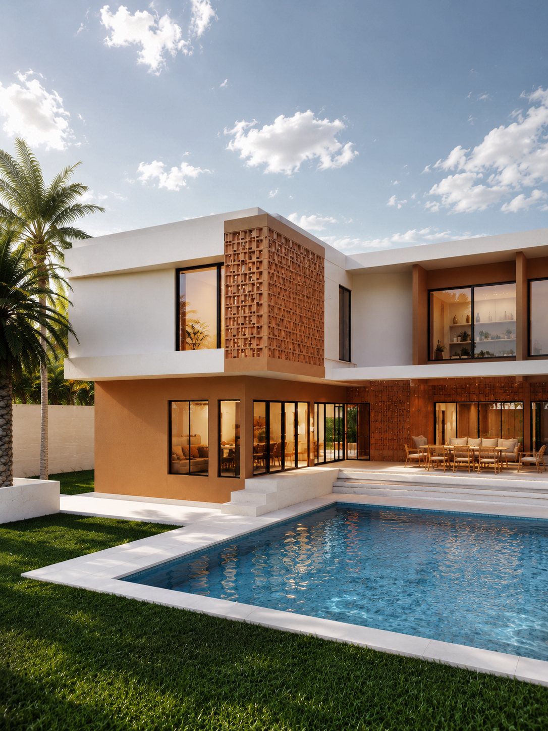 Boribot House perforated brick facade