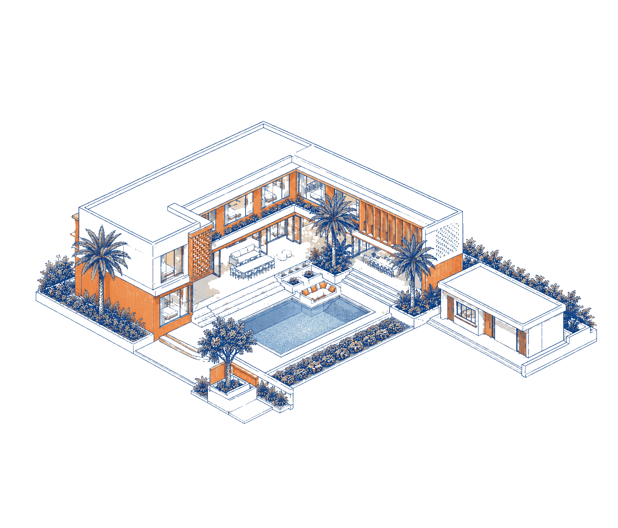 Boribot House isometric cutaway illustration