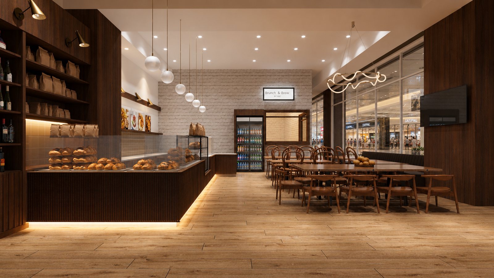 Brunch & Brew bar counter and coffee station